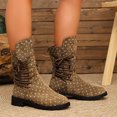 thumbnail image 5 of Willtoo Womens Polka Dot Lace Up Mid Calf Combat Boots, Back Zipper Round Toe Chunky Block Heel Boots, Non Slip Lug Sole Fashion Winter Boots, 5 of 6