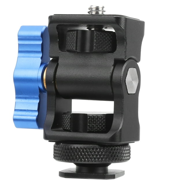 Soporte de monitor con zapata fría de aleación portátil, cabezal esférico, adaptador multifunción, equipo negro