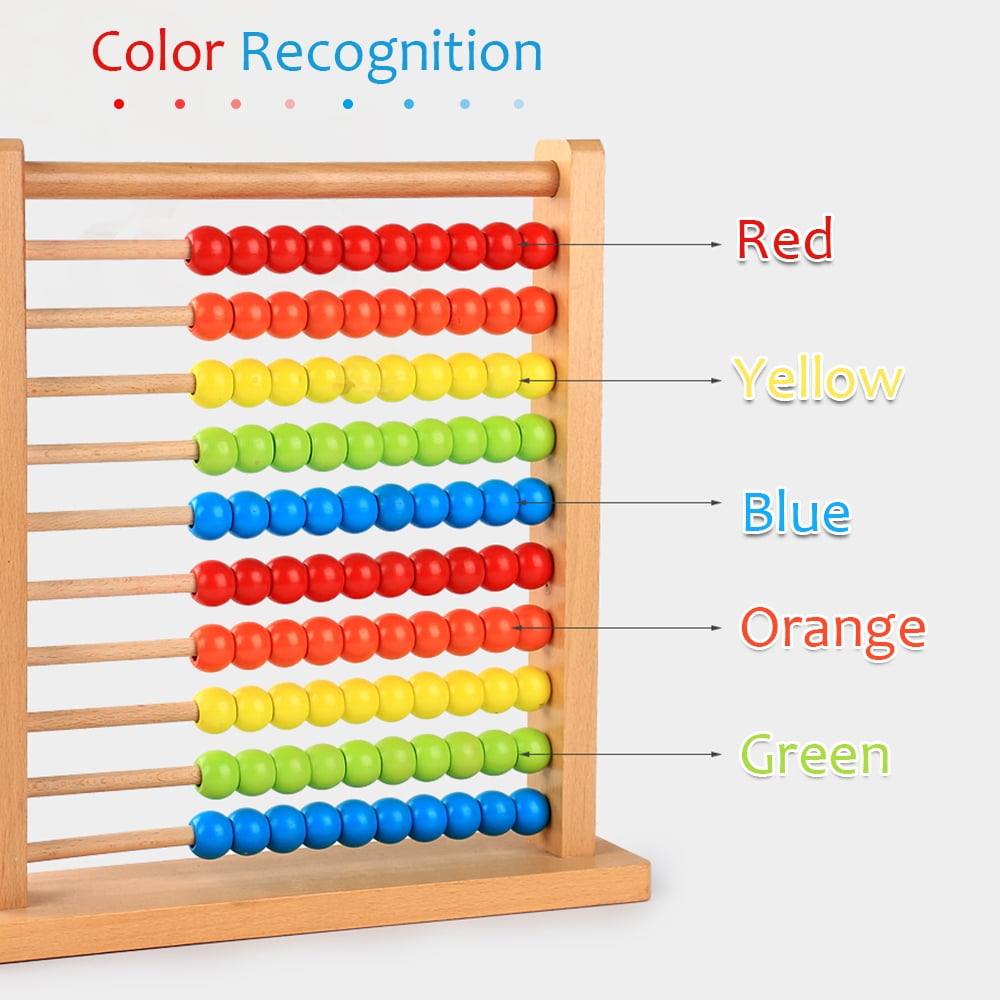 Add & Subtract Wooden Calculating Abacus with Rainbow Beads US Free Ship 