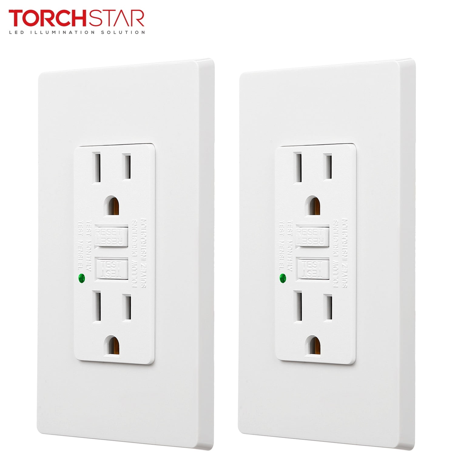 TORCHSTAR 15 Amp GFCI Receptacles, Dual AC Outlets, SurgeProtected