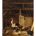 thumbnail image 2 of Jacques Albert Senave 20x22 Gold Ornate Framed and Double Matted Museum Art Print Titled - A Carpenter in a Barn, 2 of 4