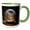 Green/White, variant on 3drose, Photo of a Snow Globe with a Winter Scene of a Snowy Village at Night., 11oz Two-tone Black Mug