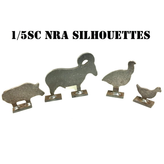 Magnum Target 1/5sc. NRA/IHMSA Metallic Silhouette Targets - 4pc. Small Bore Rifle Knock-overs - Unpainted - 4NP
