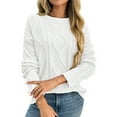 thumbnail image 3 of Women'S Oversized Cable Knit Crewneck Sweaters White S, 3 of 9