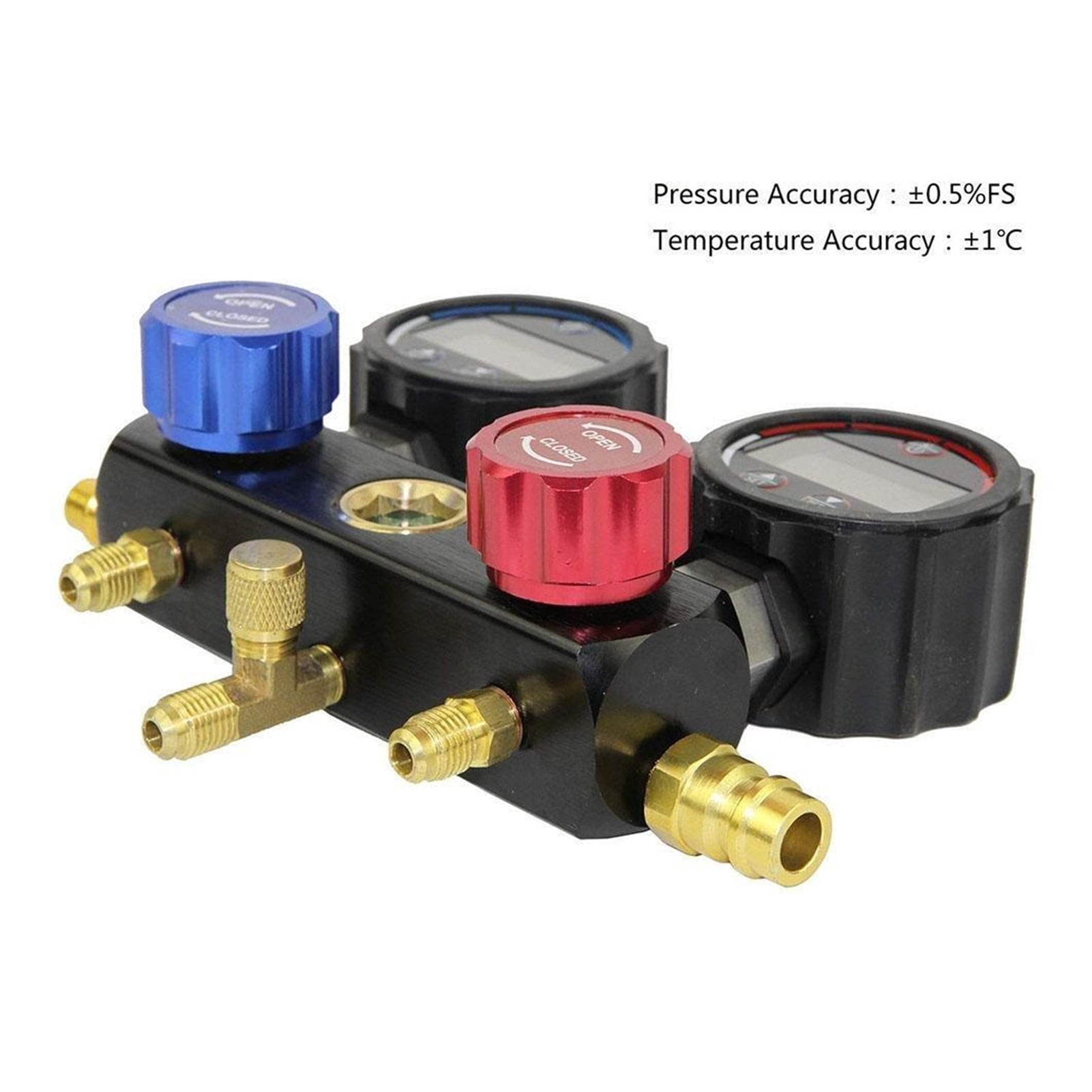 DMG-1B Refrigeration Digital Manifold Gauge Meter HVAC Pressure Temperature Tester Leakage Test+ Carrying Case + Hoses