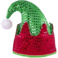 thumbnail image 1 of Sombrero de elfo, sombreros LED navideños de fieltro con cascabeles, gorro de Papá Noel iluminado, rojo y verde con purpurina, divertidos recuerdos para fiesta de Navidad, 1 of 5