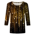 thumbnail image 4 of Hauts pour Femmes Hauts pour Femmes à Manches 3/4 T-Shirts Graphiques à Rayures Pailletées T-Shirts Décontractés à Col Rond Blouses Amples Chic pour Porter avec des Leggings Offres d'Accès Anticipé, 4 of 5