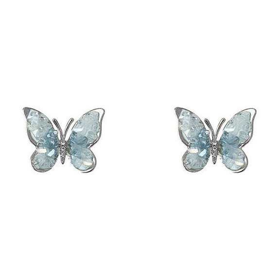 YYKihy Stud Earrings For Women Blue Stud Earrings Cute Butterfly Studs Cubic Zirconia Jewelry For Women Christmas Anniversary Birthday Jewelry For Her Women