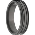 thumbnail image 3 of 6mm Flat Black Zirconium Ring with Four Grooves and a Polished Finish, 3 of 3