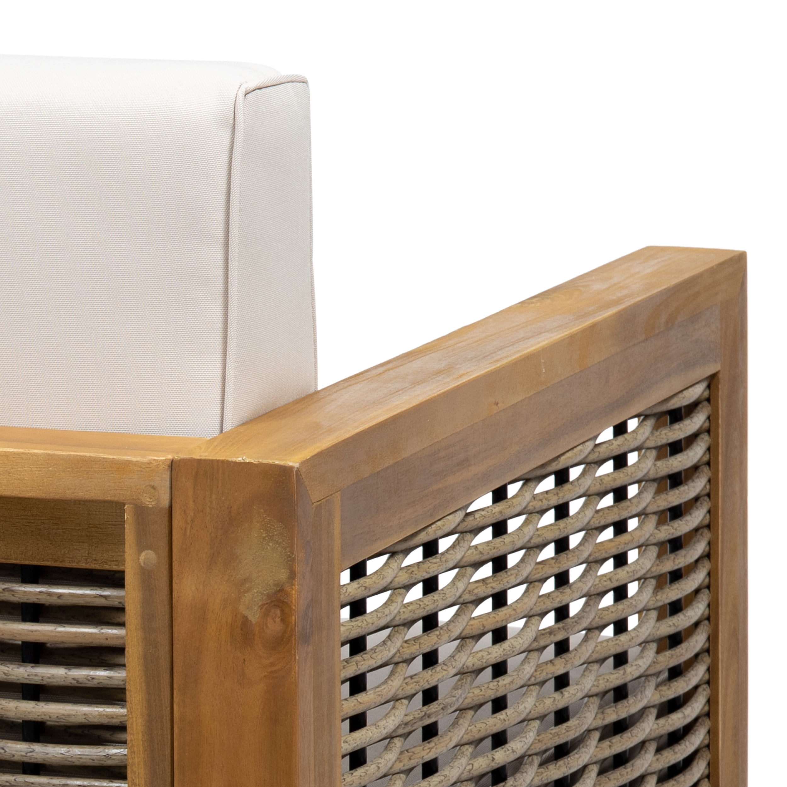 Outdoor Acacia Wood Chat Set, Teak, Mixed Brown