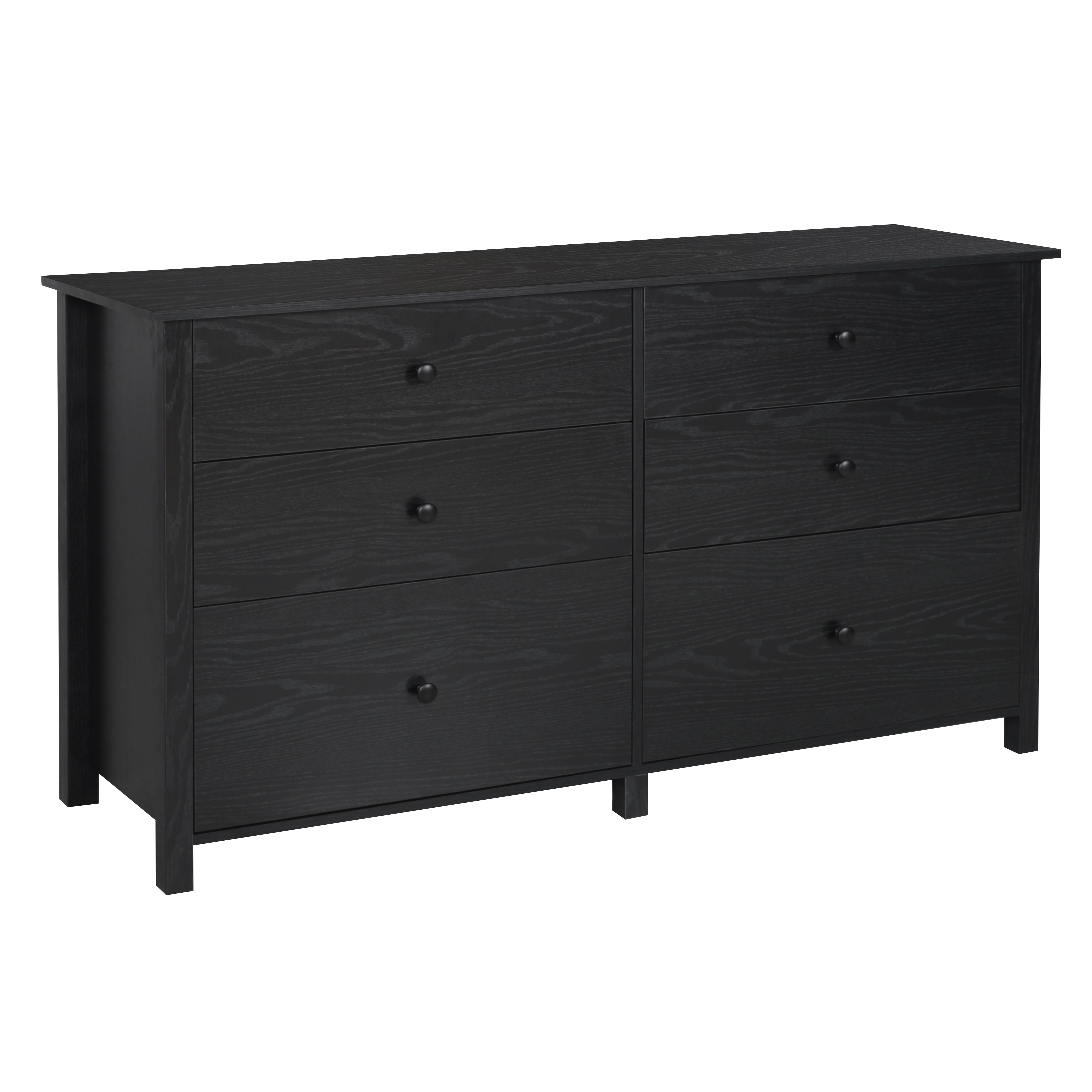 VEIKOUS 6 Drawer Dresser with Metal Knob, Chest of Drawers for Bedroom Storage, Black