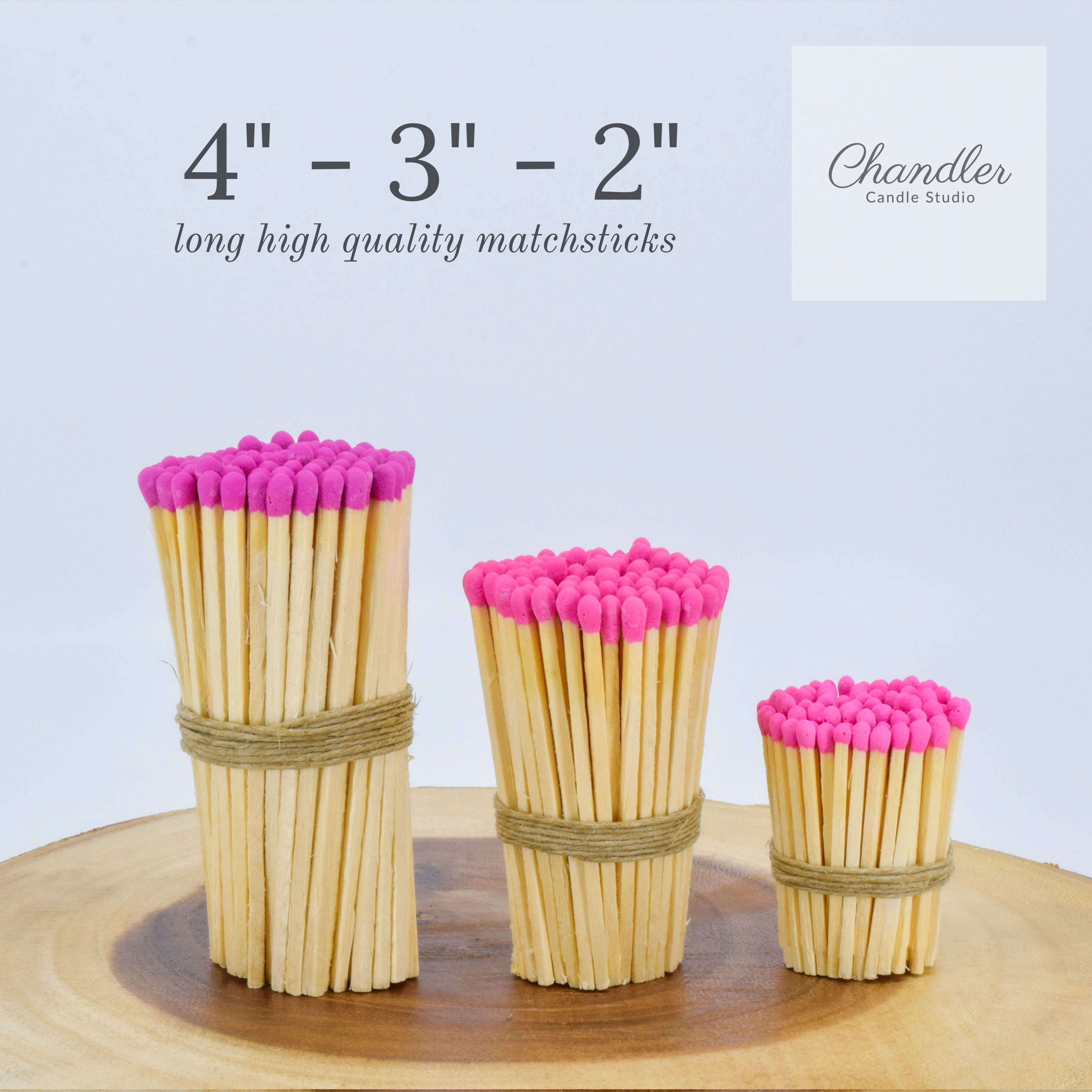 2 Light Pink Tip Safety Matches | Set of 100+ Bulk Artisan Matchsticks with Striker Stickers by Thankful Greetings | Decorative & Unique Candle