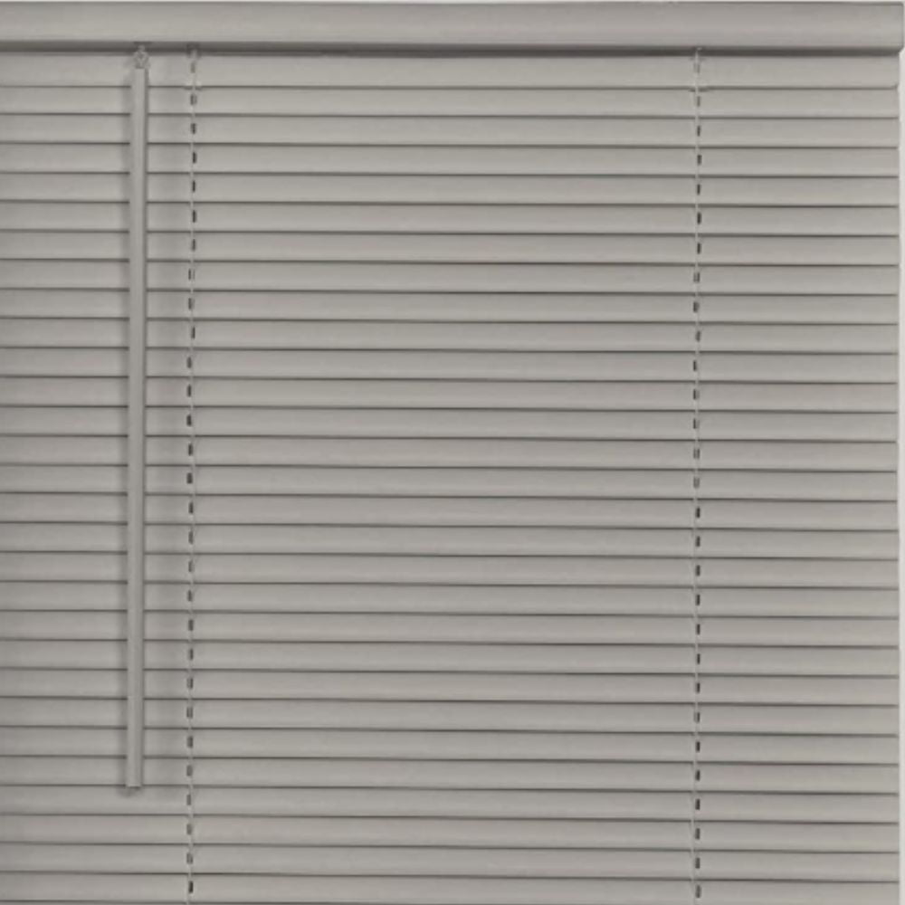 Cordless Light Filtering Mini Blind - 26 Inch Width, 64 Inch Length, 1" Slat Size - Grey - Cordless GII Morningstar Horizontal Windows Blinds for Interior by Achim Home Décor