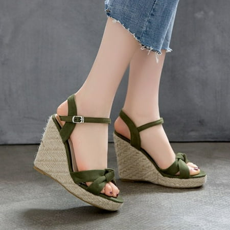 

Cathalem Sandals for Women with Arch Support for Comfortable Walk New Design Hot Ladies Women Wedges High Heel Shoes Sandals Sandal Green 9