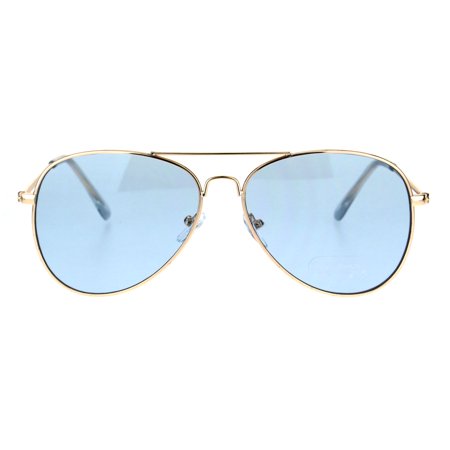 Oceanic Color Lens Classic Metal Rim Aviator Sunglasses Blue
