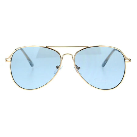 Oceanic Color Lens Classic Metal Rim Aviator Sunglasses Blue