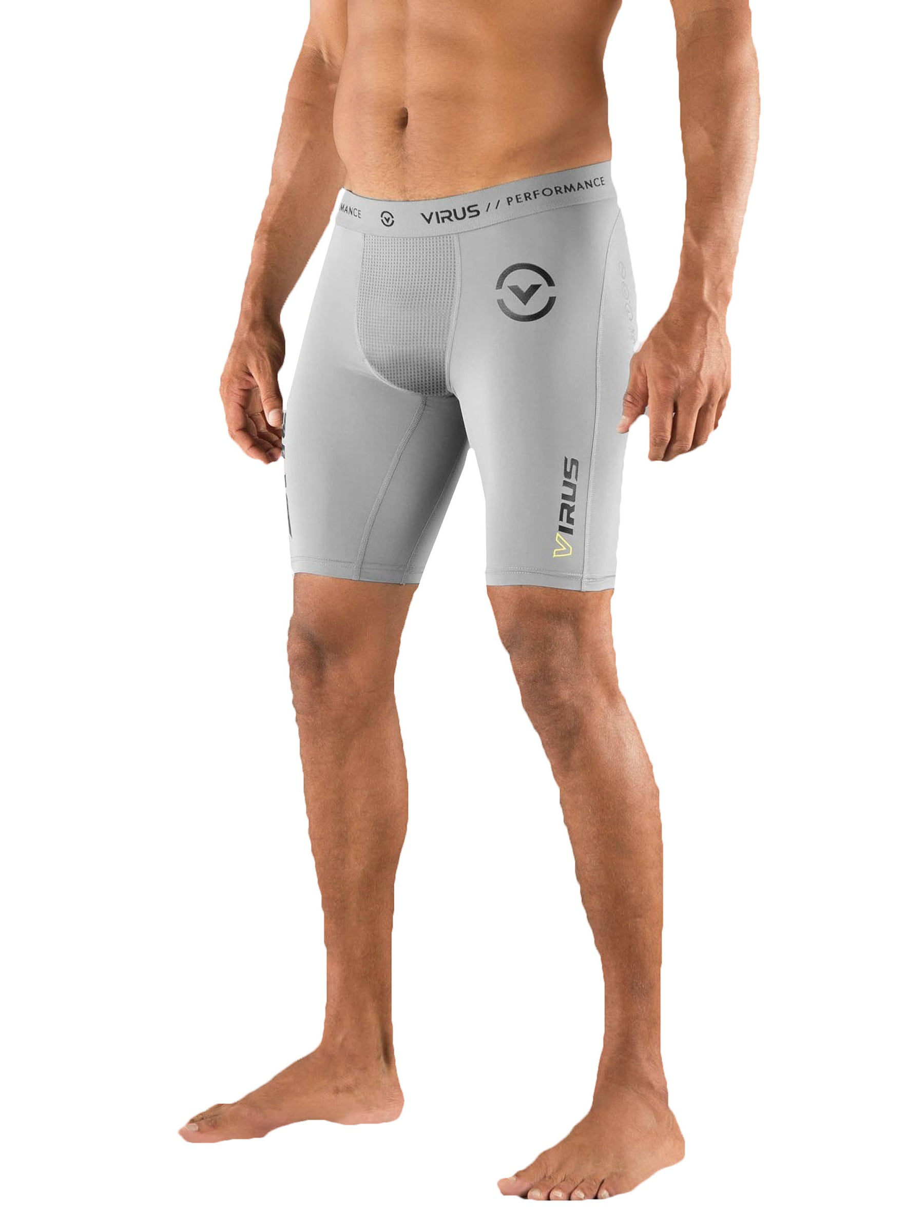 Virus Mens Stay Cool Airflow Compression Shorts - Gray - 2XL 