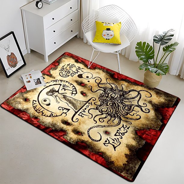 Cthulhu - Alfombra de pintura artística, área grande, negro, suave, decoración del hogar, estilo bohemio, picnic23160x200cm (62x78 pulgadas)160x200cm (62x78 pulgadas) zhangyuxiang unisex