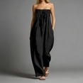 thumbnail image 2 of SONXAHE Womens Strapless Jumpsuit Smocked Tube Top Wide Leg Pocket Daily Bottoms, 2 of 5