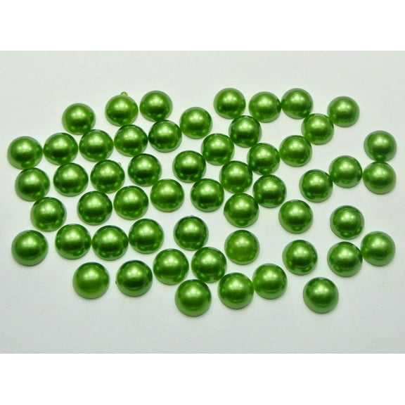 U8MO 200 Dark Green Acrylic Half Pearl Flatback Round Bead 10mm Scrapbook Craft