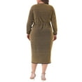 thumbnail image 3 of Vestido de fiesta de lentejuelas brillantes para mujer Agnes Orinda, talla grande, de manga larga, con escote en V y estilo tulipán, 2X dorado, 3 of 6