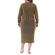 thumbnail image 3 of Vestido de fiesta de lentejuelas con brillo para mujer de tallas grandes Agnes Orinda, de manga larga, escote en V, estilo tulipán, envolvente, 1X dorado, 3 of 6