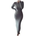 thumbnail image 2 of Offres Cyberlundi 2023 Levmjia Robes d'Automne Hiver pour Femmes 2023 Mode Femmes Col Rond Couleur Unie Fleurs de Chanvre Tricot Manches Longues Robe, 2 of 6