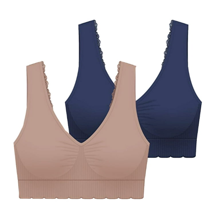 Delta Burke Padded Comfort Padded Bras with Lace Straps and Removable Pads  2-Pack - 2X - Fits 38D/DD Thru 40C/D
