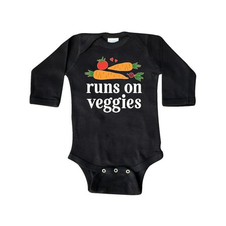 

Inktastic Vegetarian Runs On Veggies Gift Baby Boy or Baby Girl Long Sleeve Bodysuit
