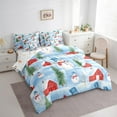 thumbnail image 3 of jejeloiu Christmas Snowmen Twin Bedding Sets 7-Piece,Western Xmas Cabin Bedding Comforter Set,Happy New Year Sheet Sets For Children,Lightweight Room Decor Reversible, 3 of 8