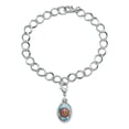 thumbnail image 2 of Flying Spaghetti Monster Stained Glass Silver Plated Bracelet with Antiqued Oval Charm, 2 of 4
