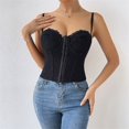 thumbnail image 5 of Baberdicy Camisole Tops for Women Womens Summer Lace Bustier Mesh Vintage Spaghetti Strap Open Back Boned Corset Going Out Party Crop Top, 5 of 9