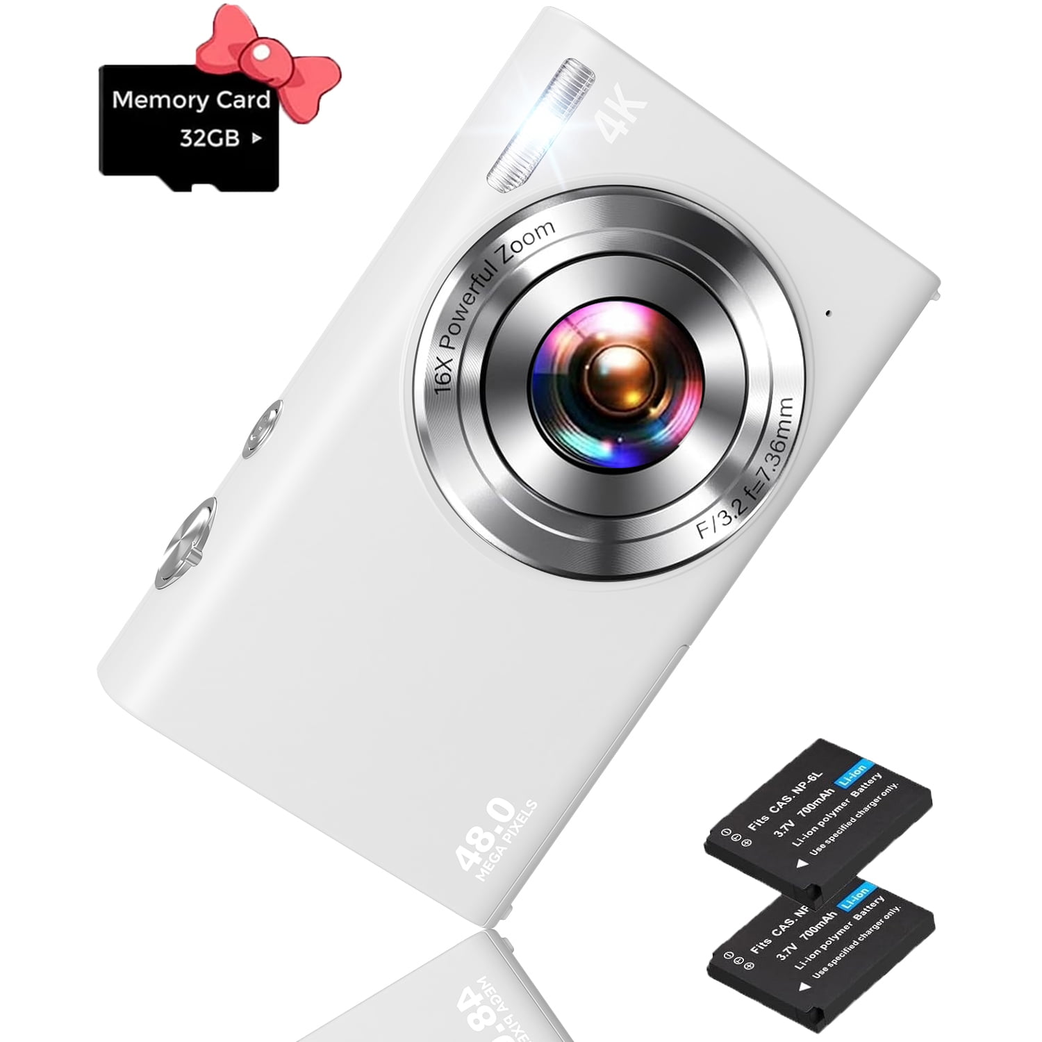 BREWENE Digital Camera 4K Autofocus Vlogging Camera for YouTube with 32GB Card,48MP UHD 16X Digital Zoom Point and Shoot Camera for Photography
