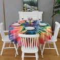 thumbnail image 2 of Colorful Tie Dye Pattern Round Tablecloth 60"x60",Wrinkle Wipeable Table Cloth for Kitchen Dining Room Picnic Patio Party, 2 of 6
