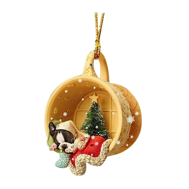 Adorno colgante de perro de Navidad, de Navidad, estatua de perro, decoración navideña, lindo adorno de figura de perro de Navidad para fiesta d Estilo B