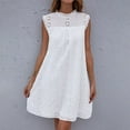 thumbnail image 2 of Vestido de fiesta Midi de encaje suelto con recorte de ganchillo de encaje sin mangas Sexy con cuello redondo a la moda de verano para mujer Pompotops  ghjkhdj5258, 2 of 8