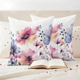 thumbnail image 3 of Spring Floral Pillow Covers 2 Pack Pink Blue Wildflowers Plants Farmhouse Style Pillowcase Waterproof Outdoor Throw Pillow Cover for Patio Garden Square Cushion 18”x18”, 3 of 9