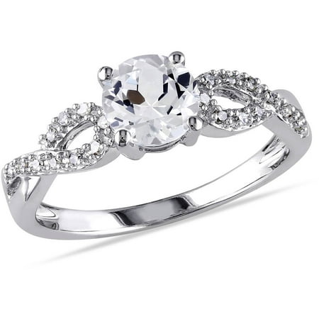 1/10 Carat T.W. Diamond and 1 Carat T.G.W. Created White Sapphire 10kt White Gold Infinity Engagement
