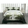 thumbnail image 3 of Ambesonne Magic Quilted Bedspread Set 3 Pcs, Unicorn Horse with Tree, Queen Size, Yellow Hunter Grey, 3 of 5