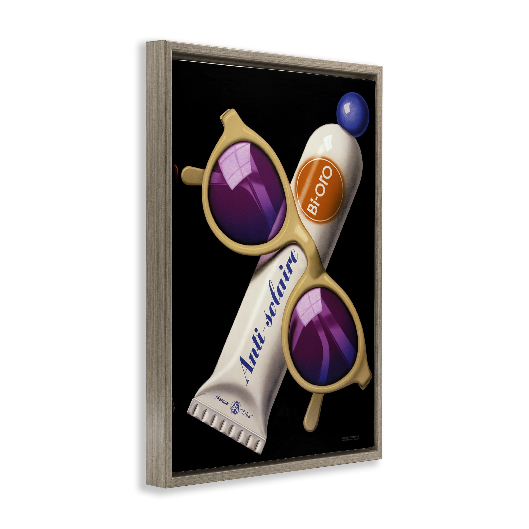 Stupell Industries Sunblock & Sunglasses Brown Framed Floater Canvas Wall Art, design by Print Collection