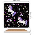 thumbnail image 2 of GZHJMY Square Drink Coasters 2 Pcs Princess Unicorn with Multi Colored Elements Absorbent Ceramic Coffee Coasters for Drinks with Cork Base Housewarming Gift for Home Decor, 2 of 6
