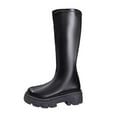thumbnail image 1 of Zhanying Bottes Hautes Noires pour Femmes, Bottes de Combat Mode Plateforme Semelle Crantée Bottes d'Équitation Hautes Confortables Extensibles Mollet Robe Longues Bottes Mode 2025, 1 of 9