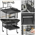 thumbnail image 6 of Danolapsi 61-inch Playtop Wrought Iron Large Parrot Bird Cages with Rolling Stand for Cockatiels Amazon Parrot Quaker Conure Parakeet Lovebird Finch Canary Small Medium Parrot Cage Birdcage, 6 of 9