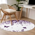 thumbnail image 4 of Round Rugs 3 Ft, Purple Spring Botanical Non Slip Area Rugs for Kitchen Bedroom Entryway, Weeping Eucalyptus Butterfly Washable Carpet Runner Rug Floor Mats for Bedroom Home Decor, 4 of 8