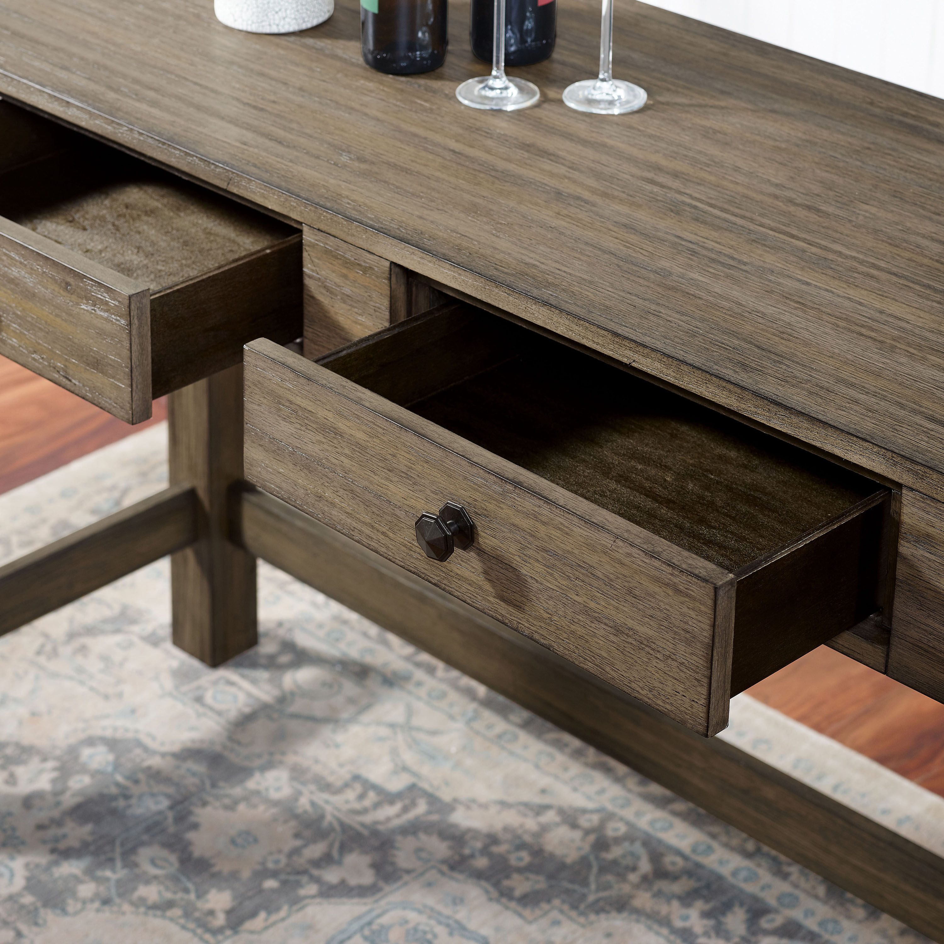 Furniture of America Kipp 3-Piece Farmhouse Wood 2-Drawer Counter Height Dining Set, Walnut