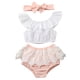 thumbnail image 3 of Qarigey Ropa de bebé, conjunto de camiseta de manga corta para niña, camiseta, pantalones cortos, calzoncillos, diadema conjuntos de ropa Blanco 80cm Qarigey AP003217-02, 3 of 6