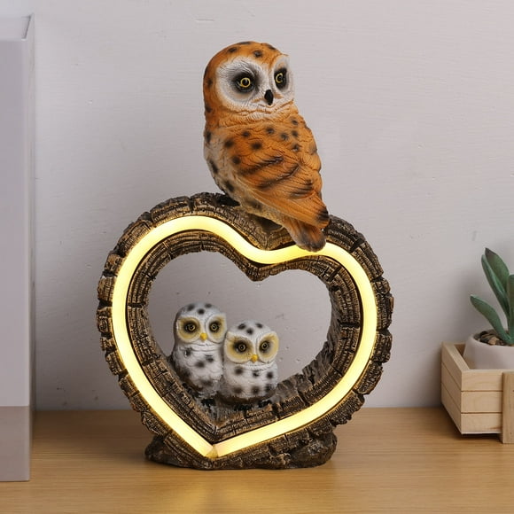 Ikoopy Solar Owl Garden Statue Decorative Garden Sculpture with Solar LED Lights Resin Owl Figurine Solar Lamp Outdoor Waterproof Garden Statues for Outside Patio Road Yard Lawn