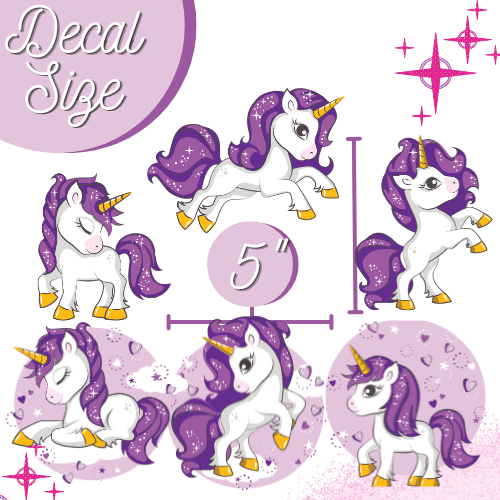 Glow in The Dark Unicorn Wall Decals(Purple) - Quality Peel and Stick Vinyl Stickers - Wall Decor for Kids & Classroom – Set of 96 Glowing Unicorns, Rainbows, Hearts, & Stars