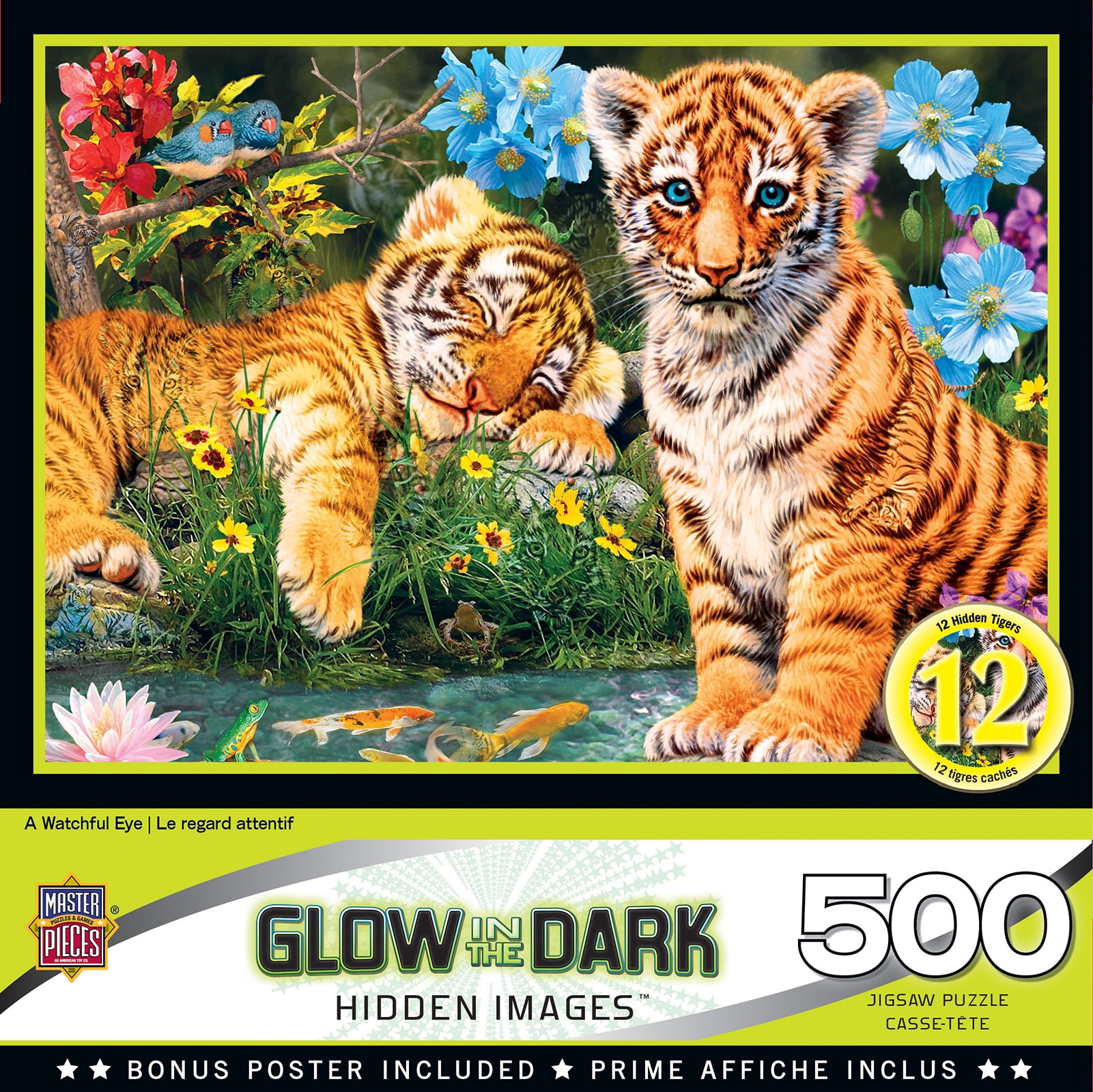 MasterPieces 500 Piece Glow in the Dark Puzzle - A Watchful Eye - 15'x21'