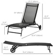 thumbnail image 3 of Outsunny 2PCs Lounge Chairs with Wheels, 5-Level Adjustable Backrest, White, 3 of 10